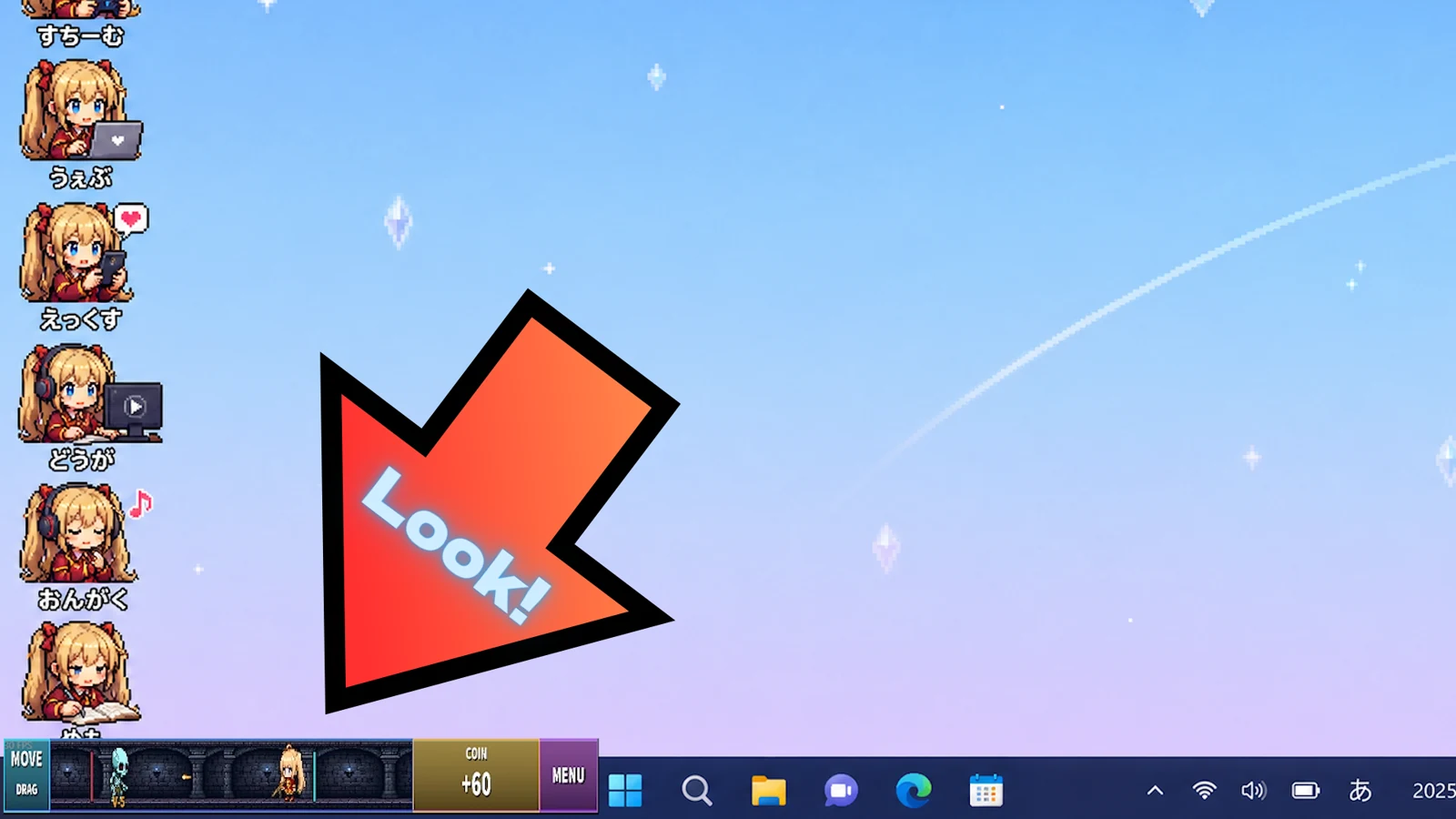 タスクバー型放置ゲーム TASK BULLET のプレイ画面